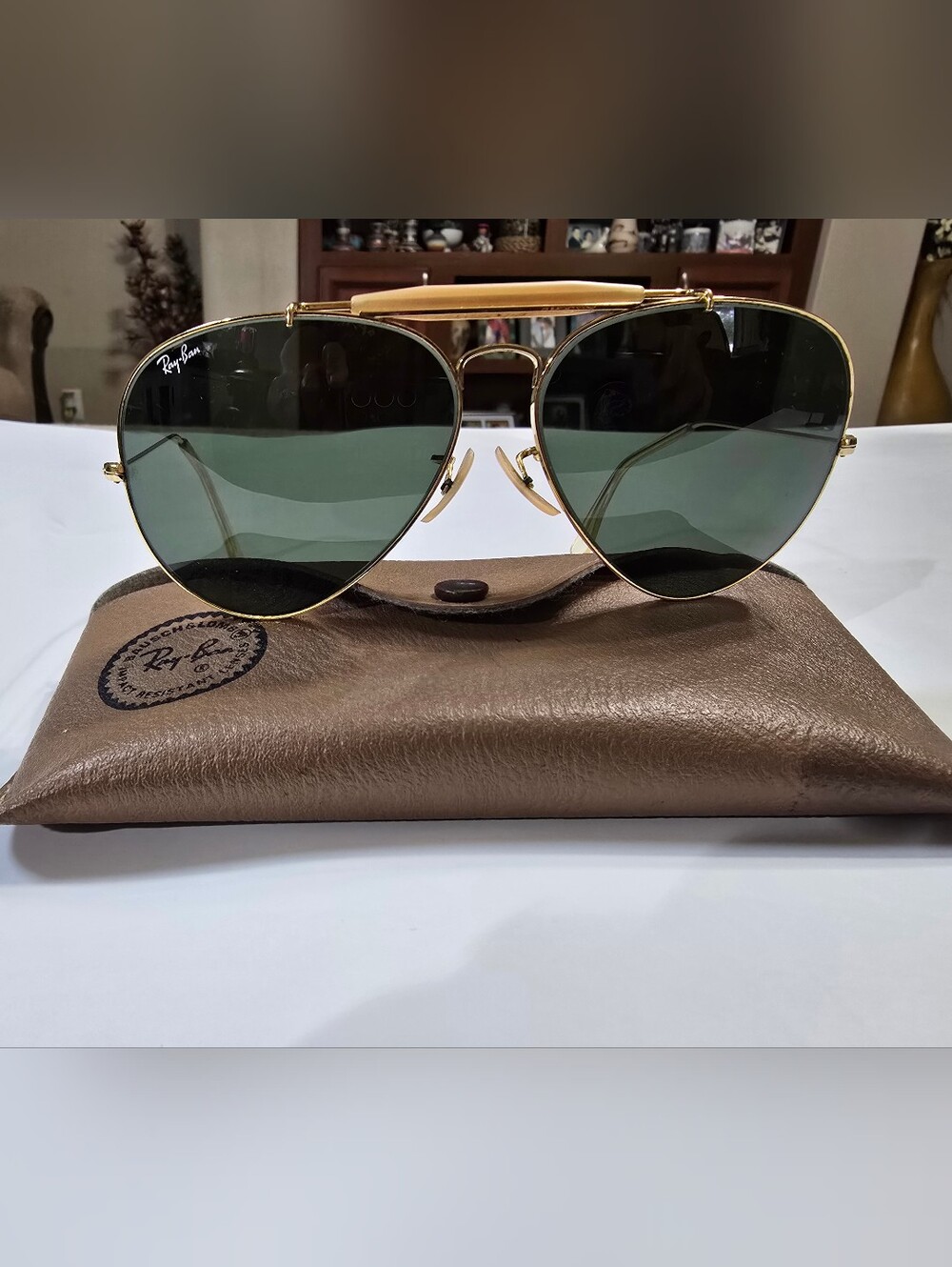 Vintage 60s Ray-Ban Men’s Gold Aviator Sunglasses 62[]14